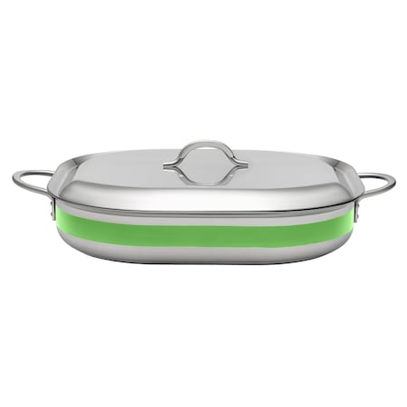 Bon Chef Country French 2 Oblong Pan W/Lid  15" X 11" X 2 7/8"  5 Qt - Lime 71023-CF2-L